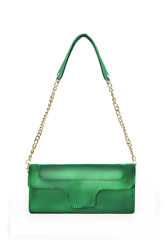 Women's emerald green luxurious elegant clutch for ceremonies, weddings and evenings out. - Top view